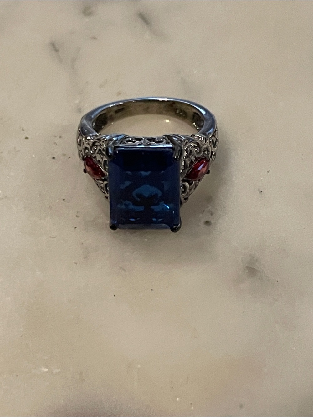 NWOT 925 Sapphire Ruby Silver Ring Size 6 - Picture 2 of 13